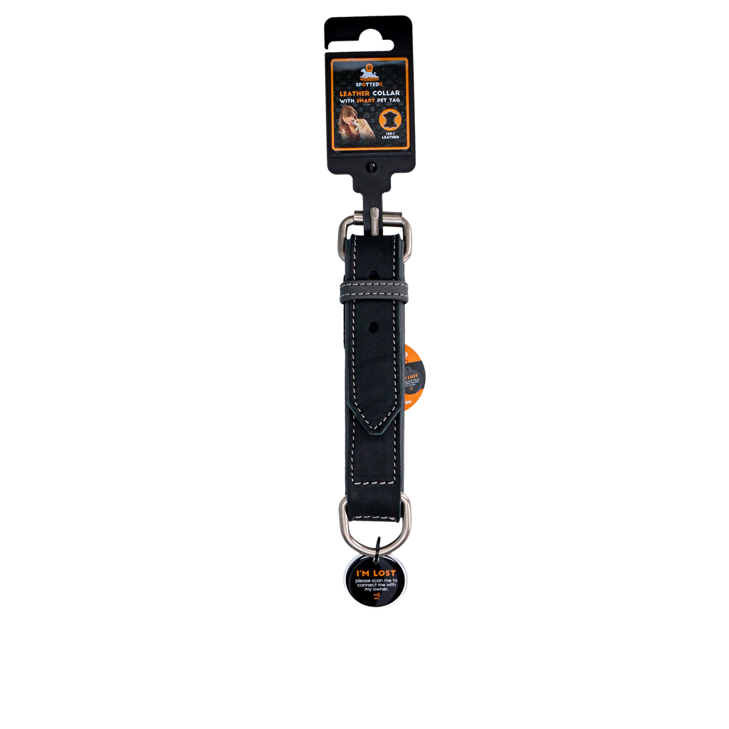 Spotted! Pro Lederhalsband Schwarz 2,5 x 40 cm *