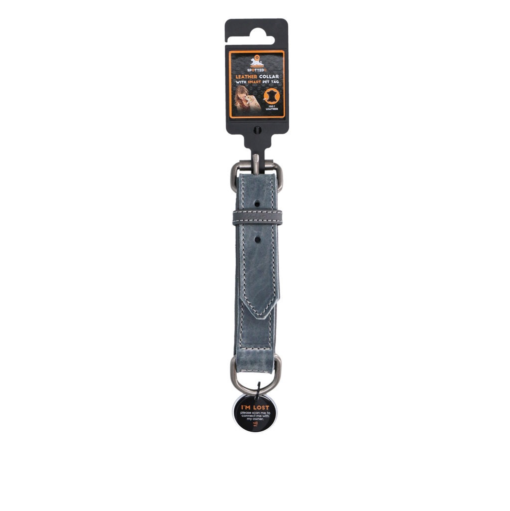 Spotted! Pro Lederhalsband Grau 2,5x40cm *