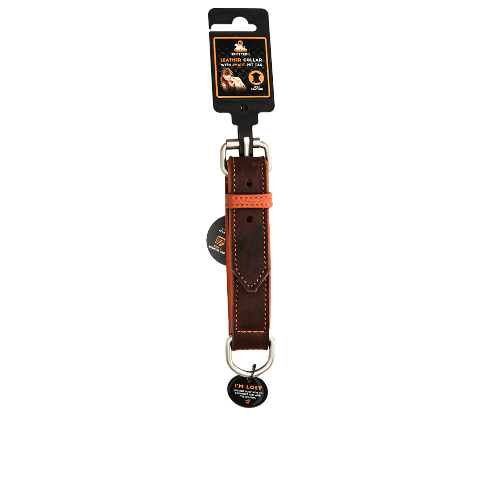 Spotted! Pro Lederhalsband Braun 2,5 x 40 cm *