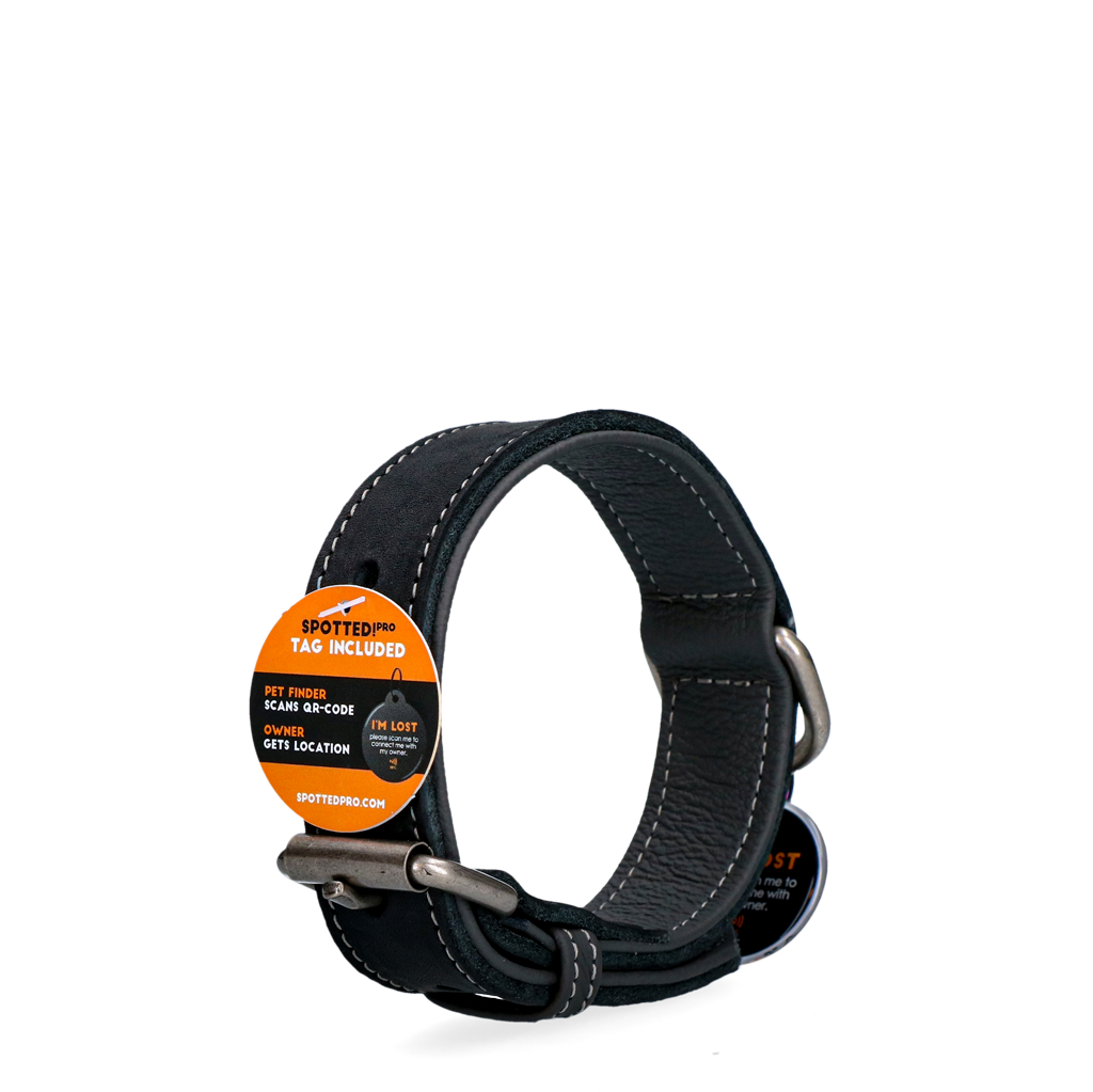 Spotted! Pro Lederhalsband Schwarz 2,5x40cm *