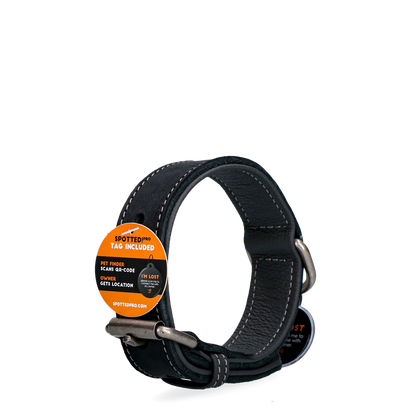 Spotted! Pro Lederhalsband Schwarz 2,5x40cm *