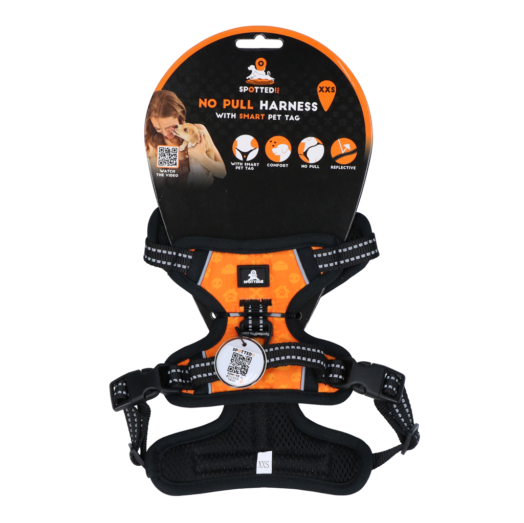 Spotted! PRO Geschirr Orange XXS – Extra kleines Hundegeschirr für Welpen & Mini-Rassen *