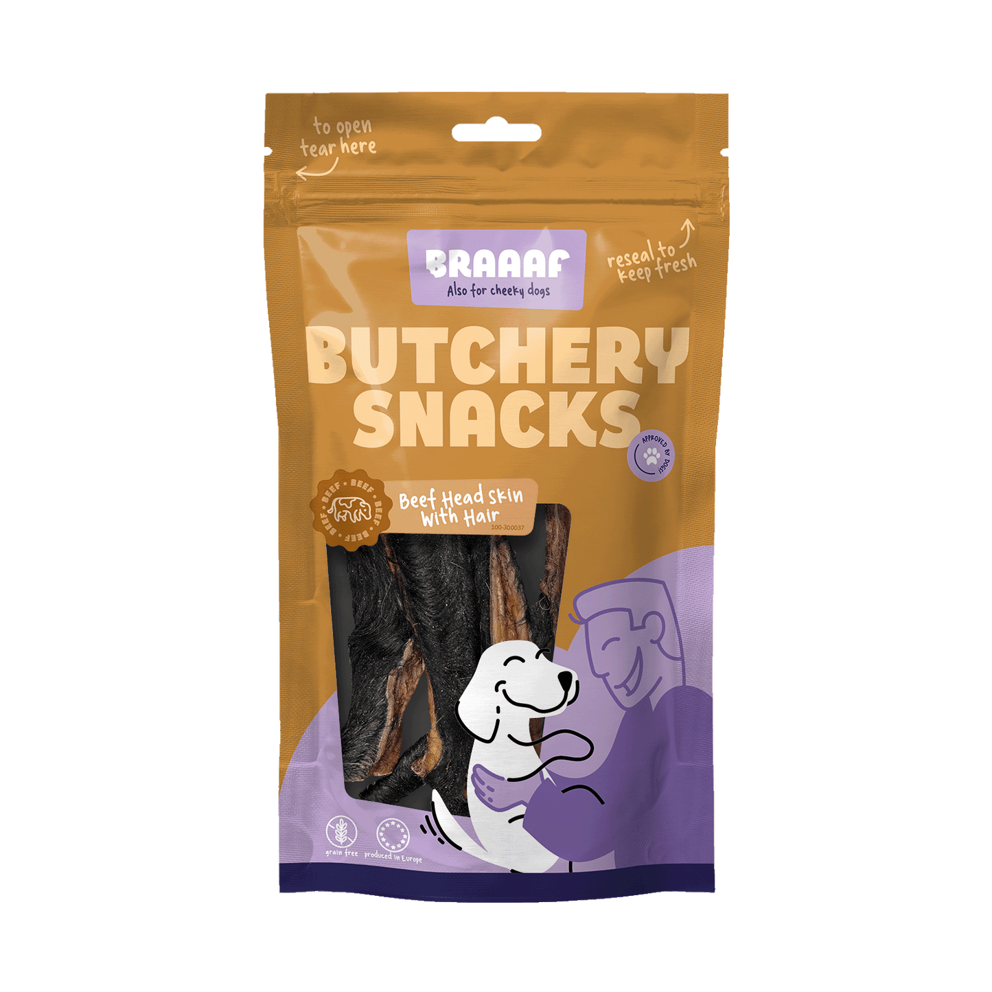 Braaaf Butchery Snacks Rinderkopfhaut mit fel 150 g