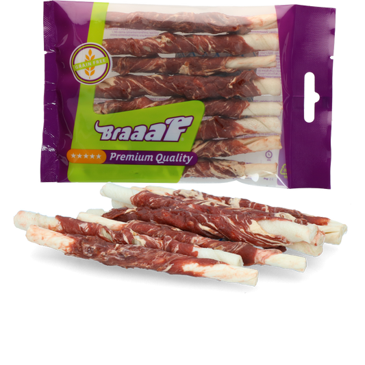 Braaaf Rawhide Roll Sticks Lamm & Fisch - 8 St.