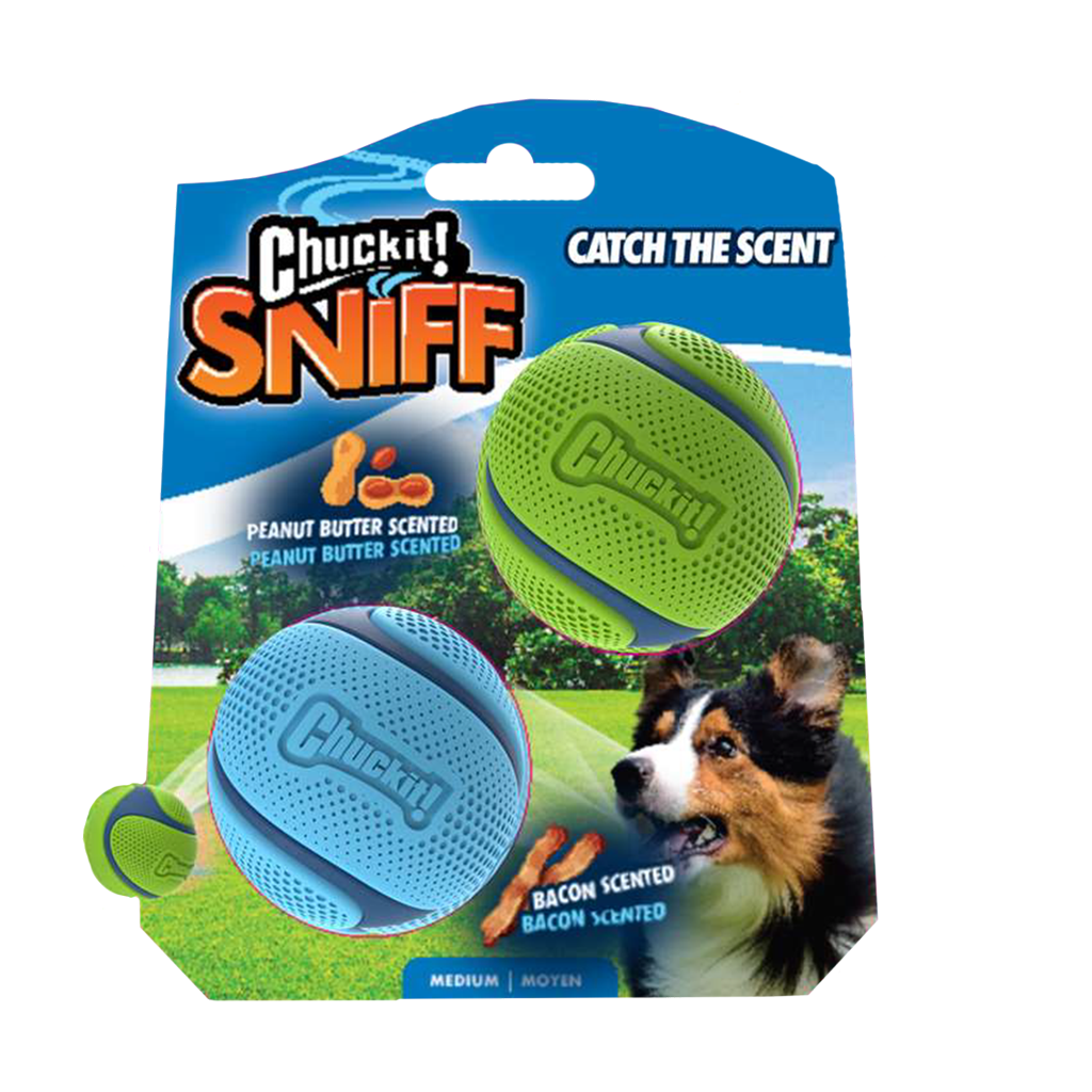 Chuckit! Sniff Fetch Ball Bacon & Peanut Butter M 2-pack *