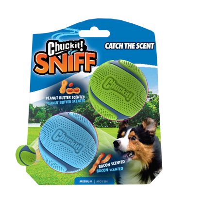 Chuckit! Sniff Fetch Ball Bacon & Peanut Butter M 2-pack *