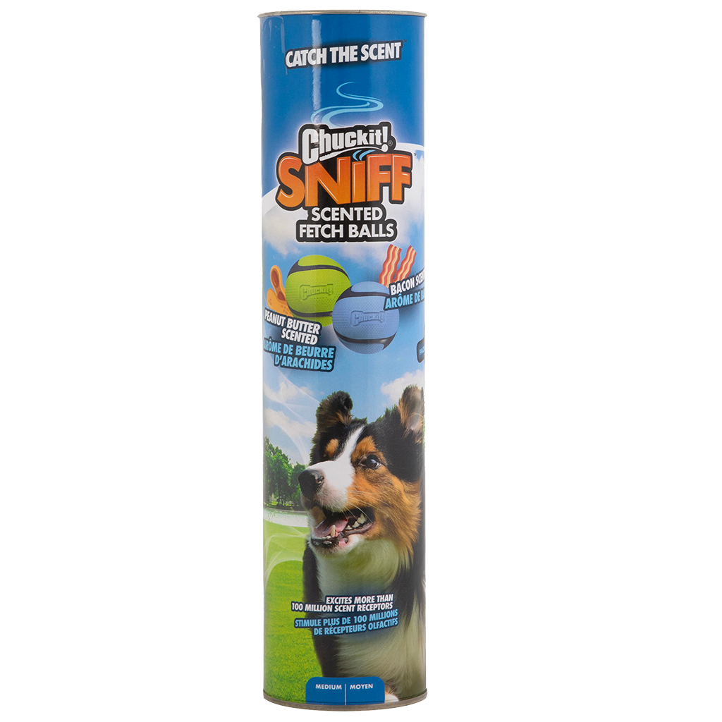Chuckit! Sniff Fetch Ball Bacon & Peanut Butter M 4-pack *