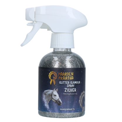 Paardenpraat TV Glitter Glamour Spray Silber